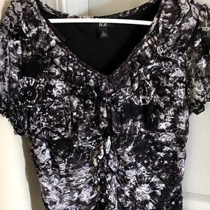 AGB Lace Overlay Top with Shirred Sides